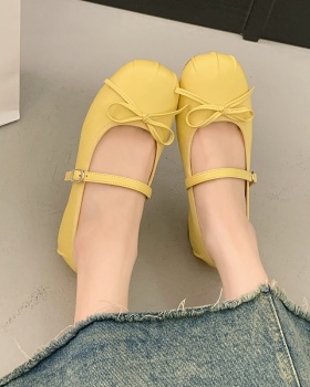 Korean style summer bow leather shoes flat fold shoes