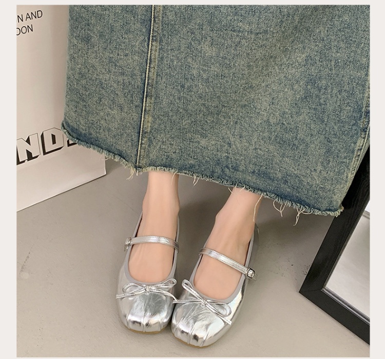 Korean style summer bow leather shoes flat fold shoes