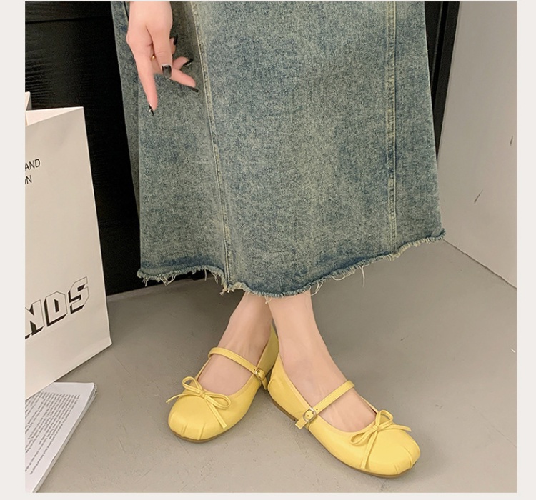 Korean style summer bow leather shoes flat fold shoes