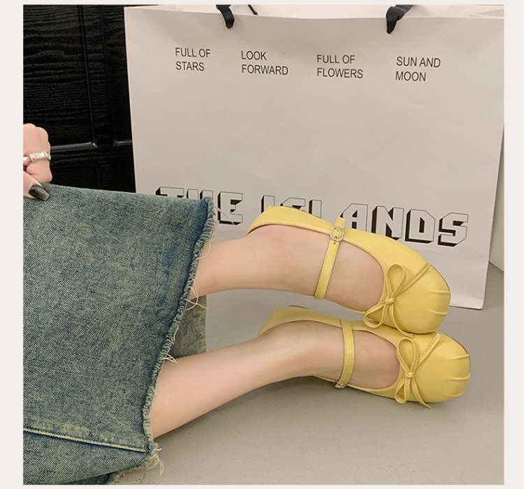 Korean style summer bow leather shoes flat fold shoes