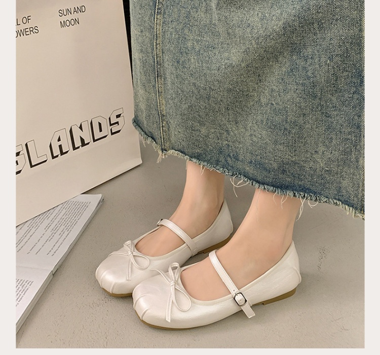 Korean style summer bow leather shoes flat fold shoes