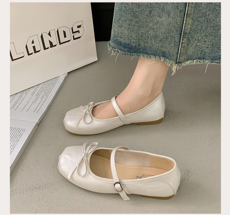 Korean style summer bow leather shoes flat fold shoes