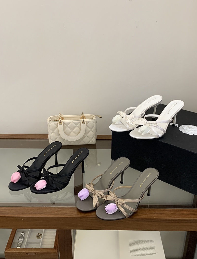 Flowers fashion sweet lady bow temperament slippers