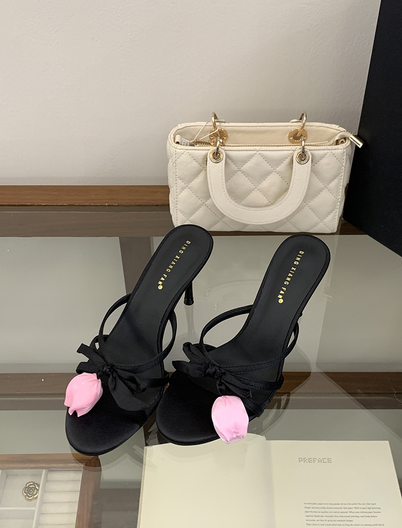 Flowers fashion sweet lady bow temperament slippers