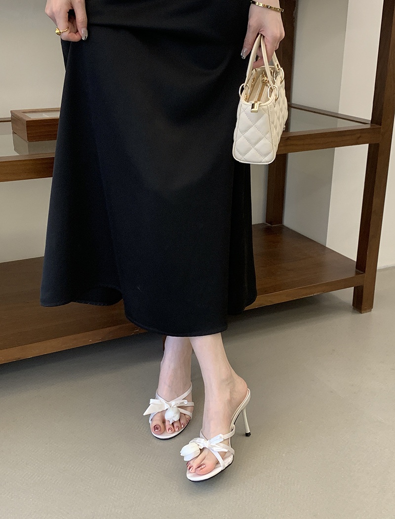 Flowers fashion sweet lady bow temperament slippers