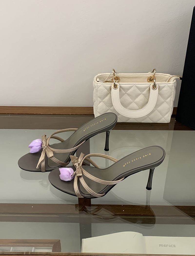 Flowers fashion sweet lady bow temperament slippers