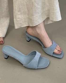 Summer thick small high-heeled low cozy slippers