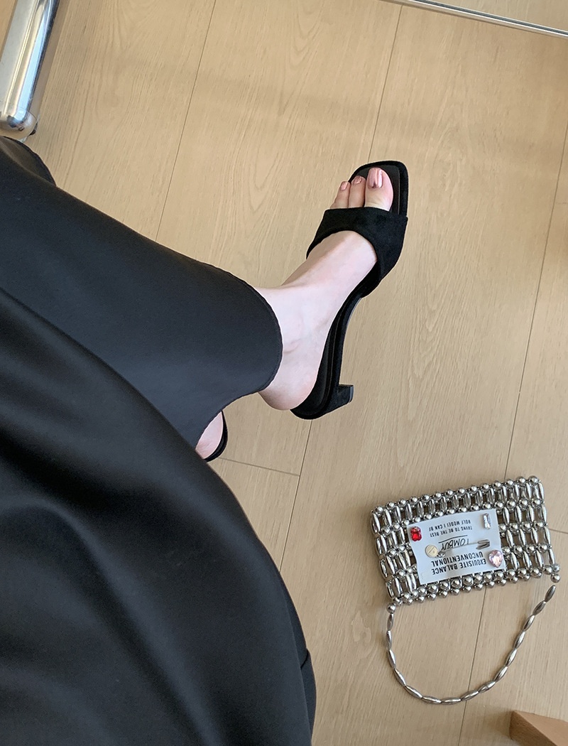 Summer thick small high-heeled low cozy slippers