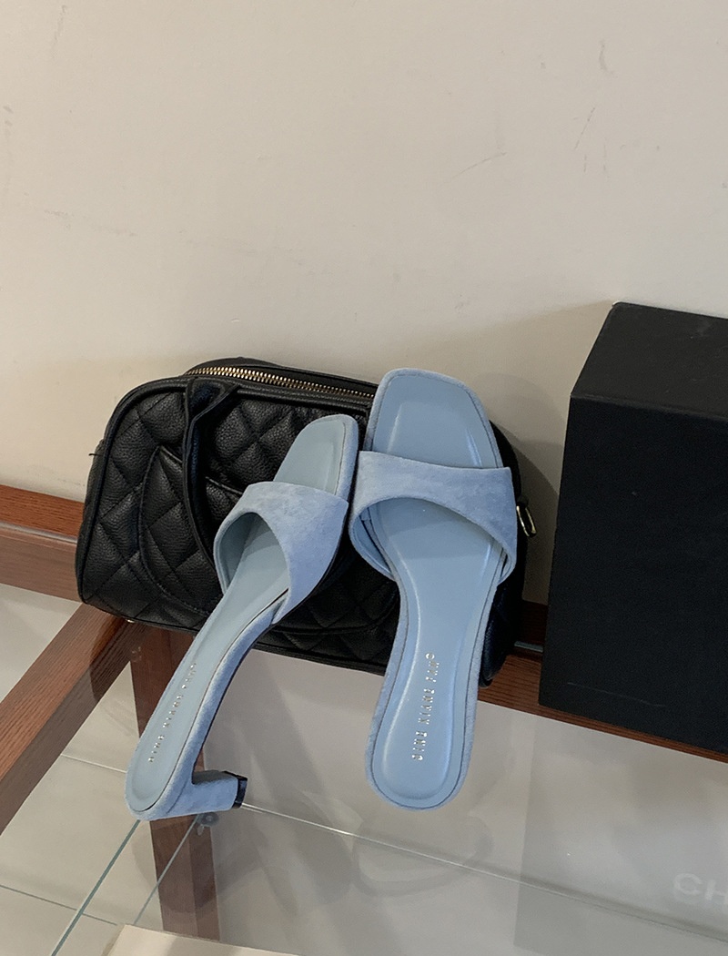 Summer thick small high-heeled low cozy slippers