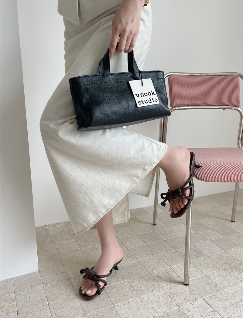 Bow fine band slippers high-heeled thick lazy shoes