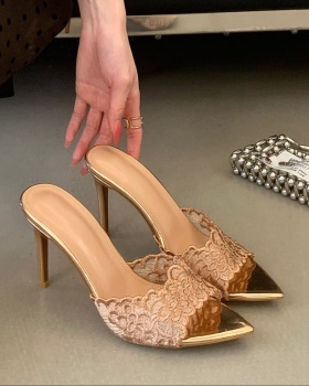 Fine-root high-heeled shoes slippers for women