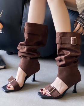 Fine-root thin summer boots European style women's boots