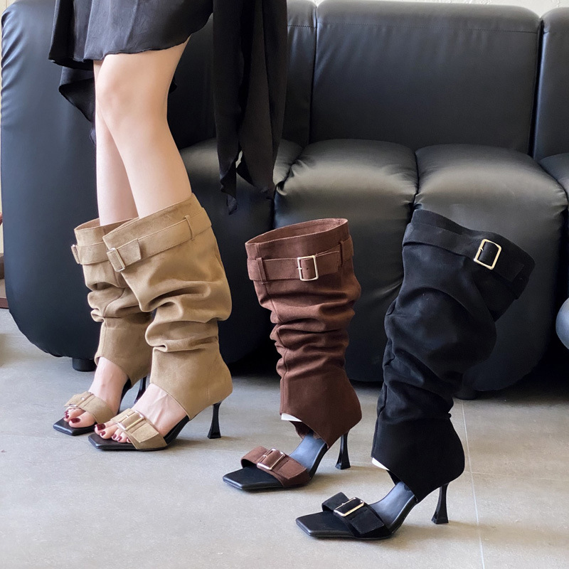 Fine-root thin summer boots European style women's boots