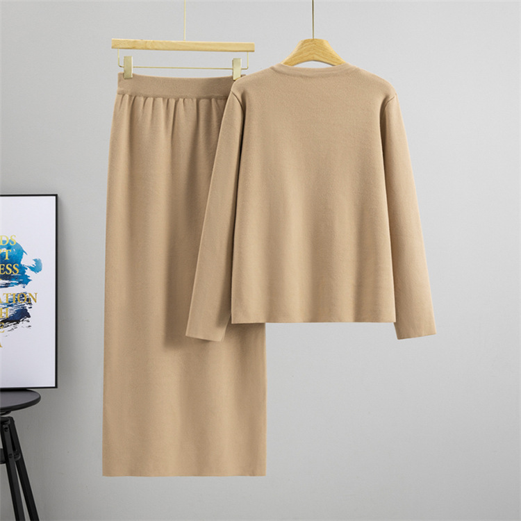 European style sweater cardigan 2pcs set