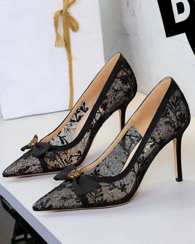 Rose high-heeled sequins decoration bow shoes for women