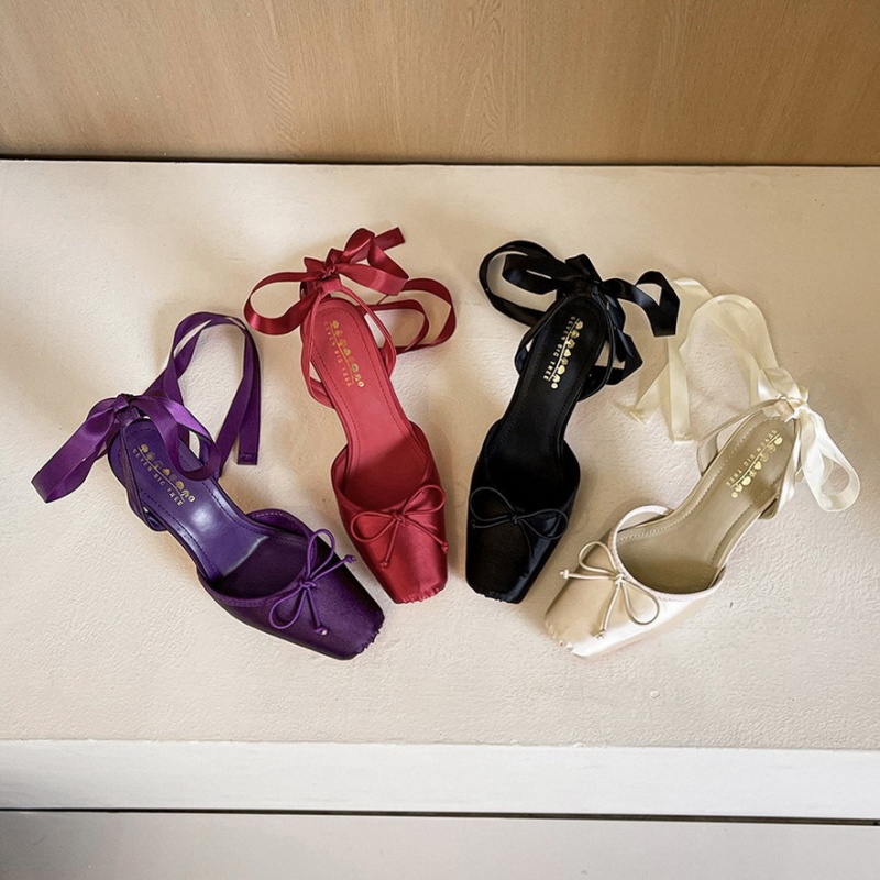Bow high-heeled shoes fine-root shoes for women