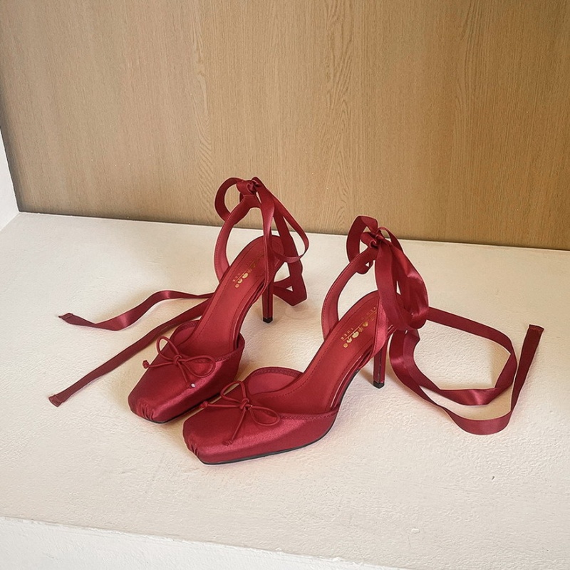 Bow high-heeled shoes fine-root shoes for women