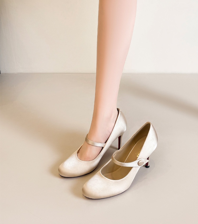 Fine-root France style shoes satin high-heeled shoes for women