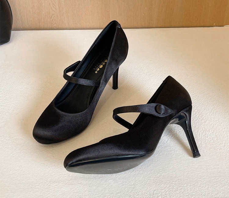 Fine-root France style shoes satin high-heeled shoes for women