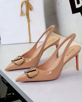 Patent leather metal summer high-heeled shoes