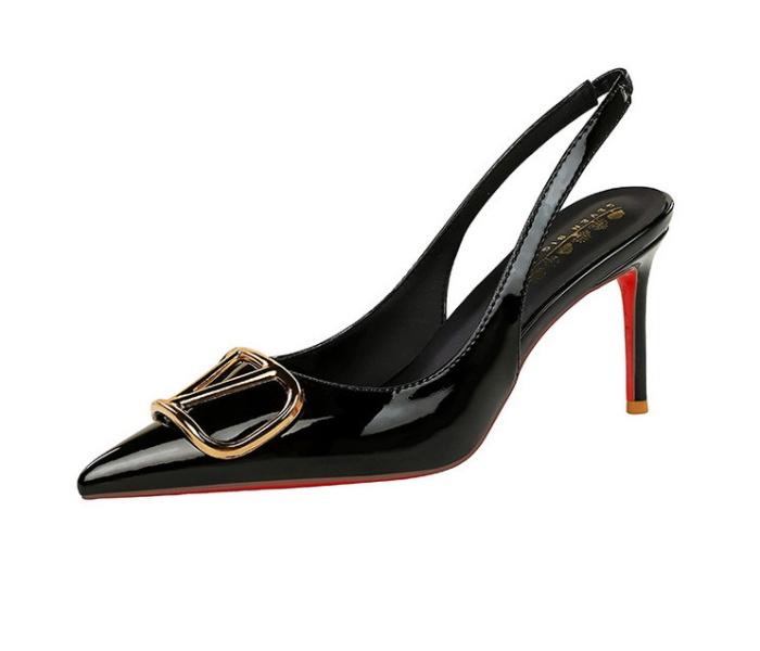 Patent leather metal summer high-heeled shoes