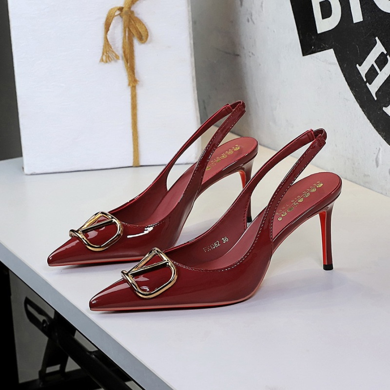 Patent leather metal summer high-heeled shoes
