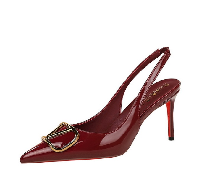 Patent leather metal summer high-heeled shoes