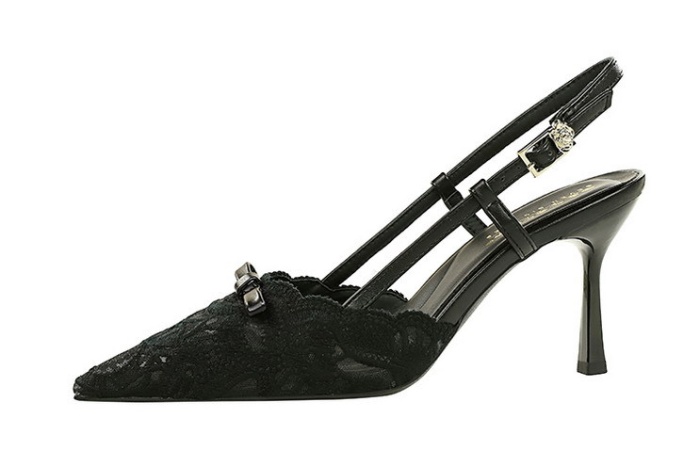 Fine-root bow lace ladies high-heeled shoes