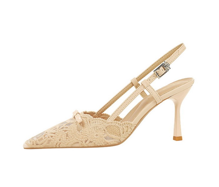 Fine-root bow lace ladies high-heeled shoes
