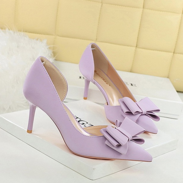 Fashion satin low pointed bow France style shoes for women