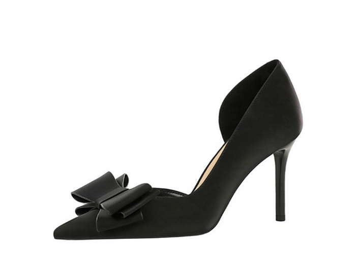 Fashion satin low pointed bow France style shoes for women