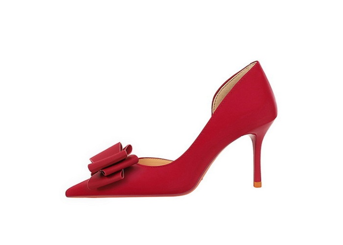 Fashion satin low pointed bow France style shoes for women