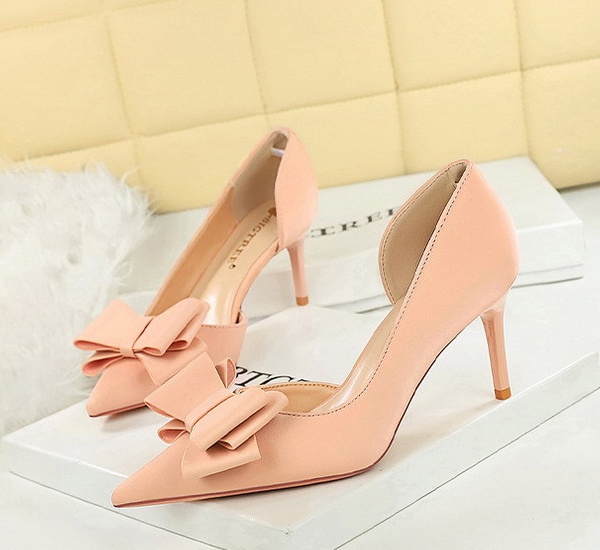 Fashion satin low pointed bow France style shoes for women