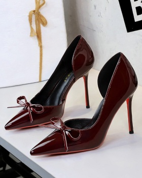 Patent leather pointed banquet hollow shoes for women