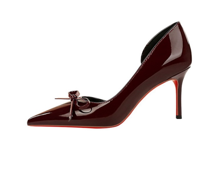 Patent leather pointed banquet hollow shoes for women
