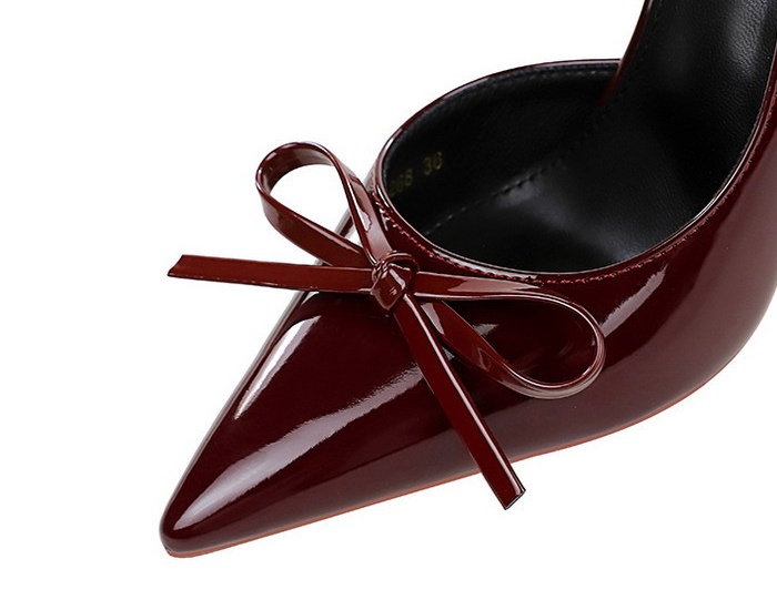 Patent leather pointed banquet hollow shoes for women