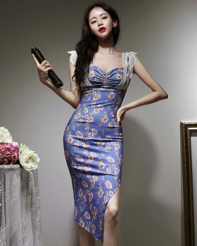 Sexy lace dress temperament sleeveless long dress