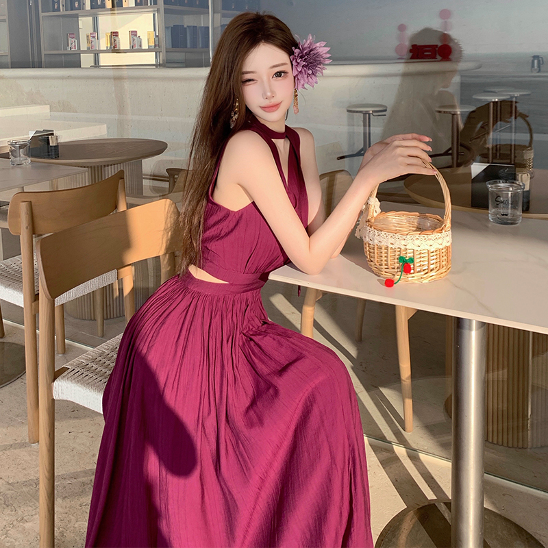 Slim V-neck long dress temperament dress
