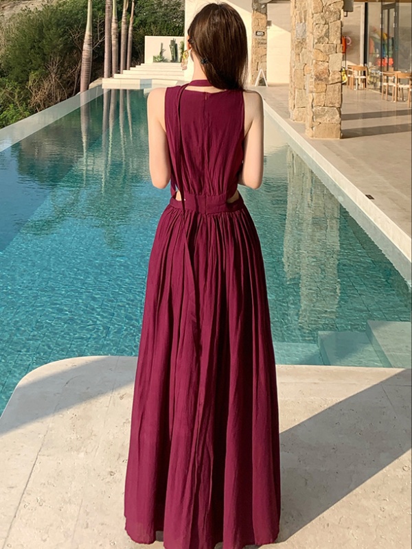 Slim V-neck long dress temperament dress