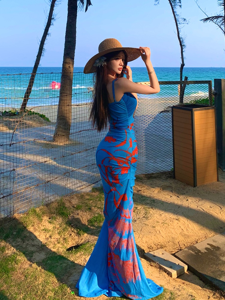 Sling temperament Chinese style chouzhe dress for women