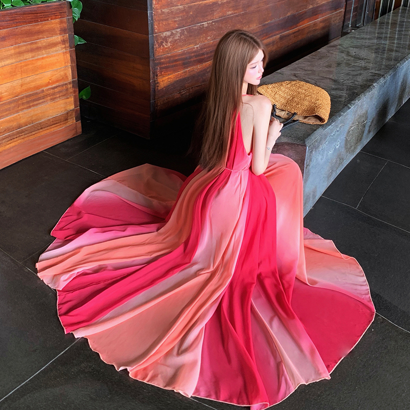 Beautiful slim dress sling hanging with long dress