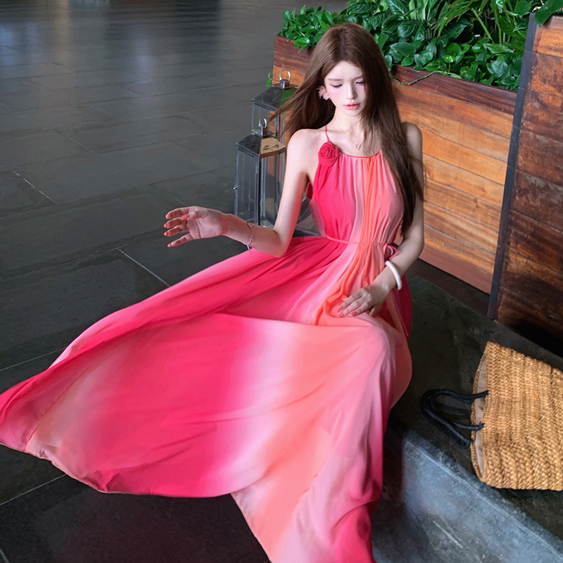 Beautiful slim dress sling hanging with long dress