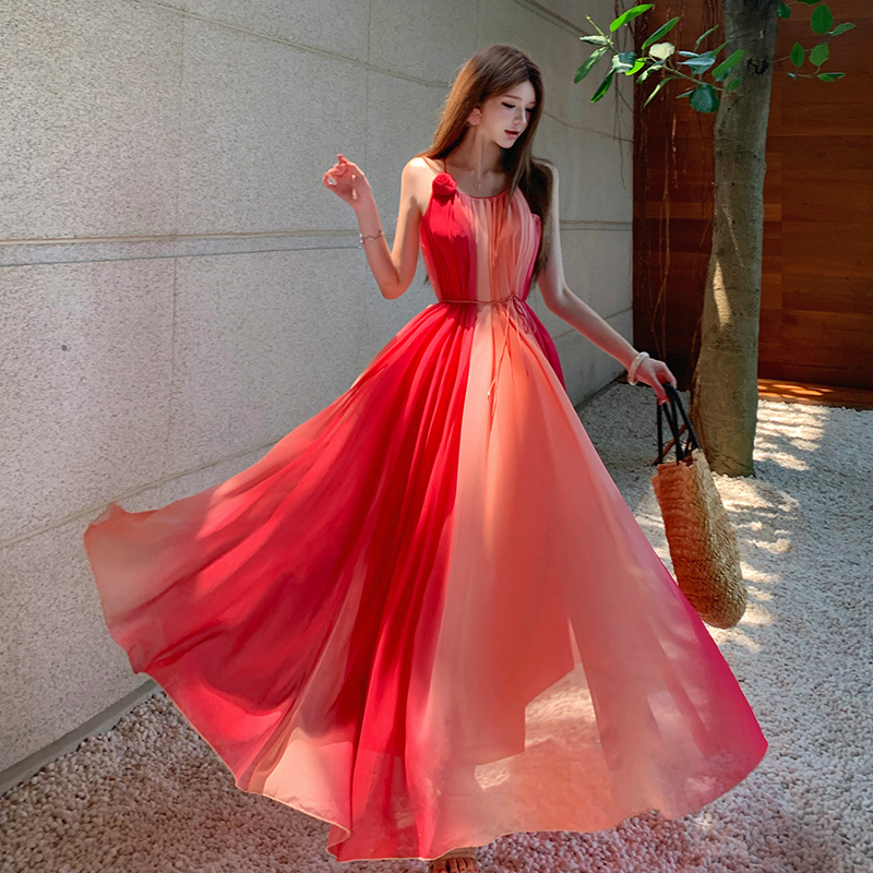 Beautiful slim dress sling hanging with long dress