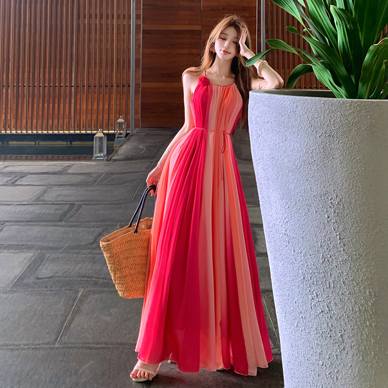 Beautiful slim dress sling hanging with long dress