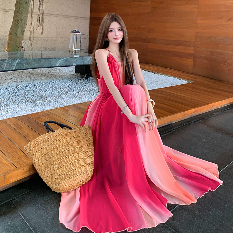 Beautiful slim dress sling hanging with long dress