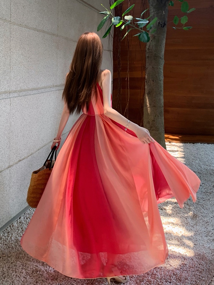 Beautiful slim dress sling hanging with long dress