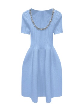 Short sleeve summer beading evening dress slim knitted dress