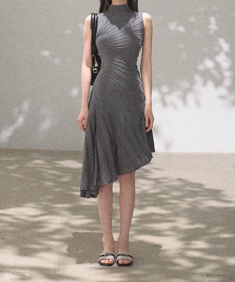 Slim elegant dress irregular vest for women