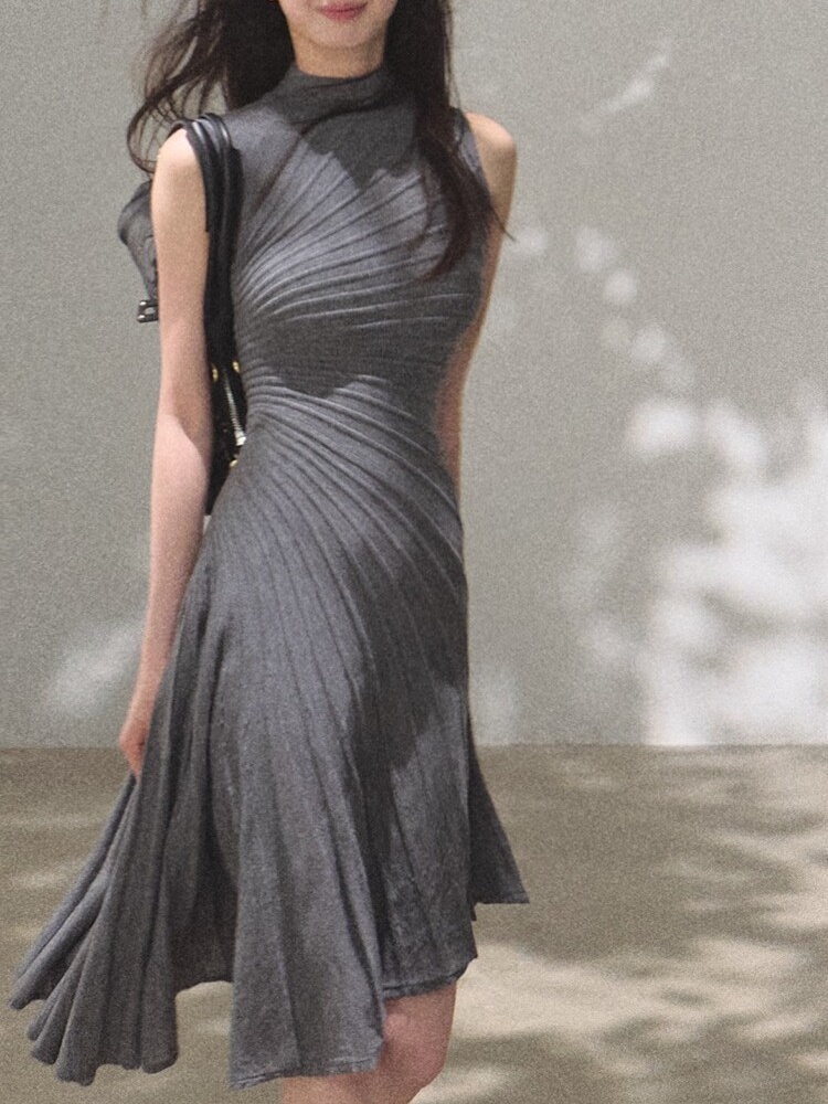 Slim elegant dress irregular vest for women
