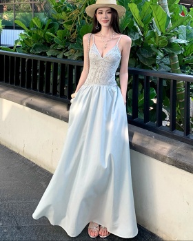 Summer slim vacation long dress temperament lace dress